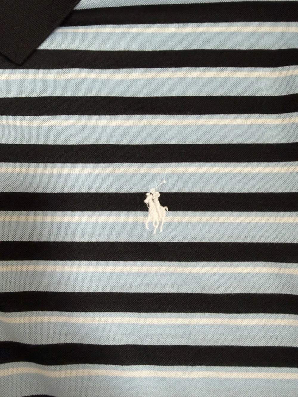Ralph Lauren RLX Striped Polo Shirt - Black & Light Blue, EUC, XXL - Picture 6 of 8